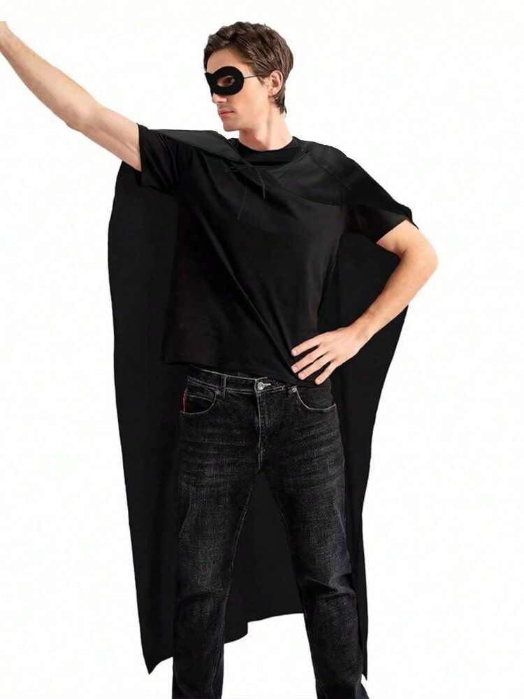 1pc Super Hero Cape And Mask Set, Role Play Cape Set Includes 1 Cape And 1 Mask, Adult Men Women Super Hero Costume, Halloween Party Favor, School Spirit Day Team Gift, Party Supplies Set - Multicolor - View 6