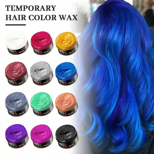 GOIPLE One-Time Hair Color Wax, Temporary Hair Coloring Wax Long Lasting DIY Hair Color Cream, Easy To Wash, Hair Dye Mud, For Skin And Hair, Beard, Colorant Styling Pomade For Daily Party Cosplay Halloween Men Women (Black/White/Purple Pink/Orange/Blue/Purple/Red/Yellow)