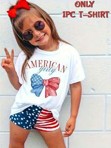 American - 4th Of July T-Shirts Girl Cute April 4th Kids TShirt , White And Blue Patriotic Outfit DG012-1 - trắng - Xem 3