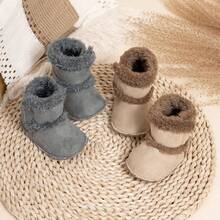 Minimalist Solid Color Infant Warm Boots, Casual Outdoor Comfortable Autumn/Winter