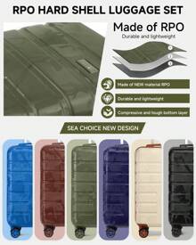 Sea Choice Luggage Set 3 Piece 24/28 Inch Expandable RPO Hard Shell Camouflage Suitcases RyanAir 55 X 35 X 20cm Cabin Suitcase TSA Lock YKK Zipper Spinner Wheels With Spring Shock Absorber Brake Function