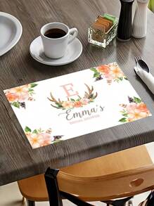 2/4/8 Stück personalisierte, individuell angefertigte Namens-Tischsets für Esszimmertische, hochwertige luxuriöse Gemälde im Restaurantstil mit Blumendesigns, strapazierfähige hochwertige Tischdecke im Restaurantstil, eines der unverzichtbaren Geschenke für Familienmitglieder.