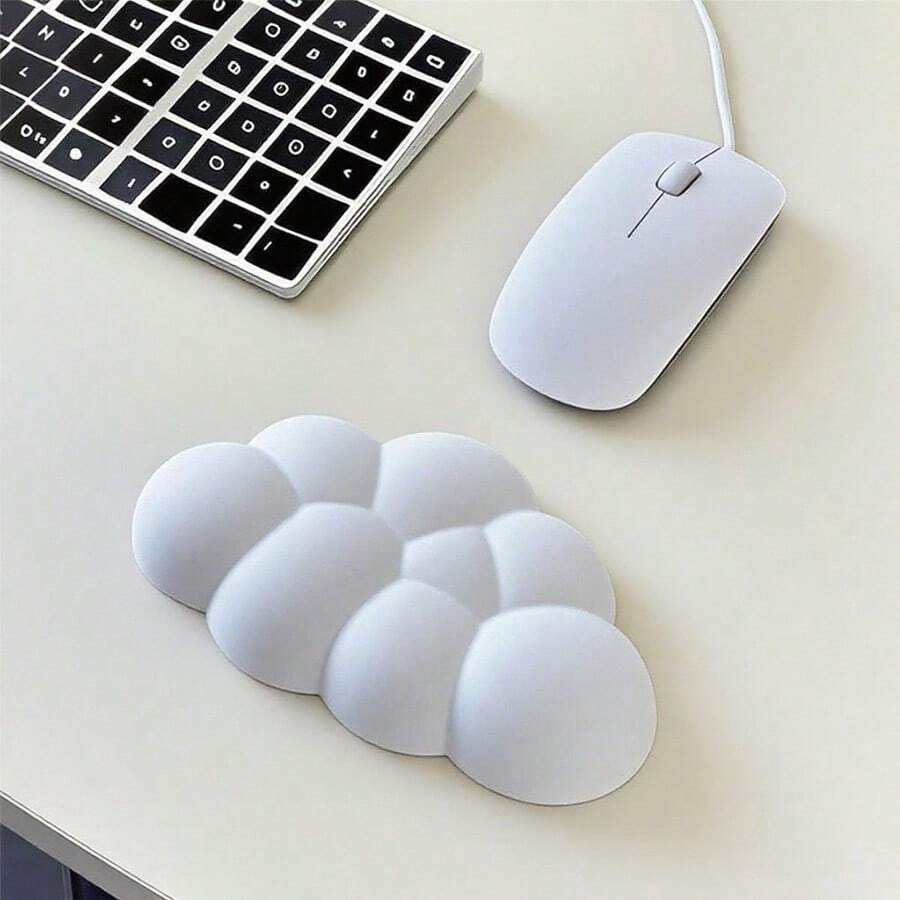 Cloud-Shaped Wrist Rest Pad, Made Of PU Material, Non-Slip Rubber Base, Memory Foam, Suitable For Keyboard & Mouse Pad, Soft PU Cloud-Shaped Wrist Rest Pad, Rubber Base, Memory Foam, Relieves Hand And Wrist Pain, Provides Support - Cloud Wrist Rest - View 1