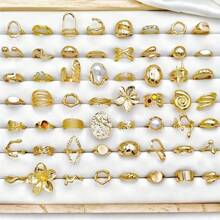 10pcs/Pack Cubic Zirconia Embellished Alloy Rings Set For Women, Sweet & Romantic Assorted Styles Openable Finger Rings, Ideal For Party, Wedding, Daily Wear, Fashion Jewelry Best Gift Pack, Random Style