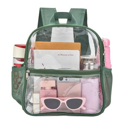 12x12x6 Approved Clear Stadium Backpack – Reinforced Wide Shoulder Straps, Lightweight & Durable Small Transparent Bag For School, Concerts, Work, Festivals & Sports Events