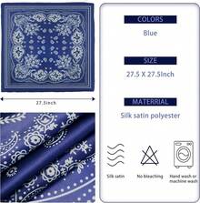 Satin Head Scarf - 27.5 Inch Silk Hair Wrap For Women - 藍色 - 查看 10