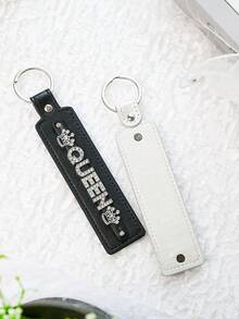 Custom Rhinestone Name Keychain, Personalized Leather Car Accessory, Letter Keychain, Backpack Charm - Multicolor - View 10