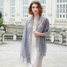 RIIQIICHY Shawls And Wraps For Evening Dresses Scarfs For Women Pashmina Wedding Formal Shawlhalloween - 灰色-1 - 查看 7