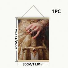 1 件，帆布墙画/卷轴画，墙画，防水，海报，带框墙画，秋季，万圣节，维多利亚时代持剑女子海报，黑暗学院艺术哥特式装饰，古董插图，复古墙画，适用于客厅、卧室、玄关装饰、鬼屋或万圣节派对装饰