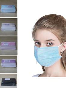 50pcs/Pack Disposable 3-Ply Protective Face Masks, Comfortable Fit For Men & Women - Multicolor - View 3