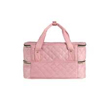Pink Nail Polish Organizer Bag Double Layer Nail Storage Bag 40 Bottles Multifunction Cosmetic Bag