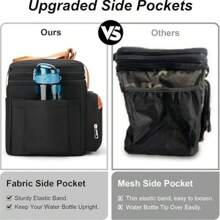 Double Layer Insulated Lunch Bag, Suitable For Lunch Boxes At Work, School, Picnic Beaches, Men's And Women's Lunch Bags, Foldable And Reusable Portable Lunch Box With Side Pockets, One Shoulder Hand-Held Lunch Bag Insulated Lunch Bag, Non Food Contact