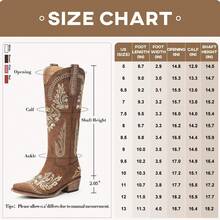 lumeheel Brown Cowboy Boots For Women - Wide Calf Knee High Cowgirl Boots, Glitter Sparkly Rhinestone Western Country Boots With Classic Embroidery, Pointed Toe Pull On Zipper Retro Fashion Tall Boots - 咖啡棕 - 查看 8