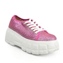 So Me Deirdre Chunky Rhinestone Vibrant Women's Festival Y2K Platform Sneakers  Y2K  Street   Holiday  School  Vacation  Party  Office    Spring / Summer - 粉色 - 查看 2