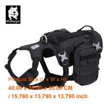 Whinhyepet Adjustable Military Dog Harness, Black XL - Durable No-Pull Vest For Large Dogs, Ideal For Training And Outdoor Adventures
