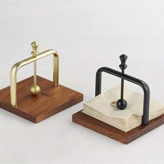 1pc Wood And Aluminum Countertop Napkin Holder With Ball Weight , Home Decor, Outdoor Garden Decor, Bathroom Toilet Paper Holder ,Cafe Style Tissue Dispenser, Wooden Base Paper Towel Stand For Restaurant Cafe Decor, Home Decor Accent , Rustic, Space-Saving