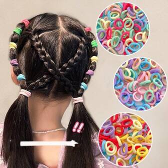 200 Pcs Candy Colored 2cm Elastic Headband Seamless Ponytail Holder