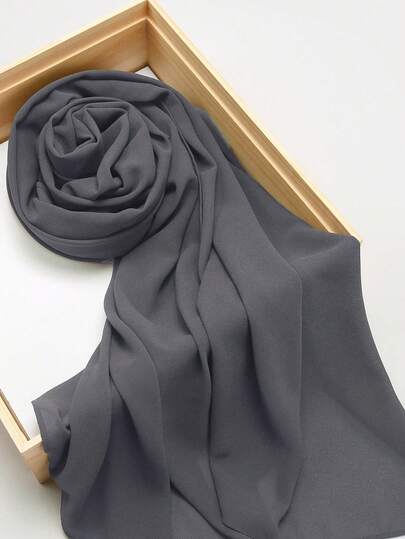 1pc Chiffon Casual Fashion Versatile Daily Simple Solid Color Scarf For Women