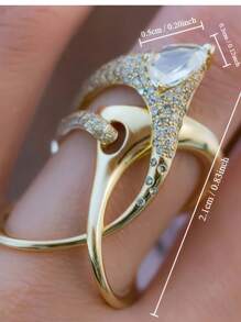 Stylish Ring Special Knot Design 18k Gold Plated Paved Shining Zirconia Match Daily Outfits Party Accessory Luxury Jewelry