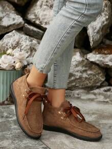 2025秋冬新款女靴，时尚百搭休闲踝靴，平底系带女鞋，防滑女士短靴，运动休闲女短靴，大学生短靴，简约通勤女鞋