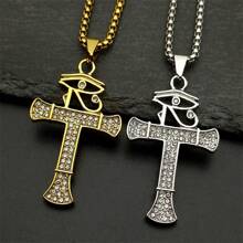 埃及十字架生命之钥水钻项链男女款不锈钢金色荷鲁斯之眼护身链首饰 - 項鍊 - 查看 1