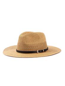 1pc Casual Straw Textured Sun Hat, Suitable For Spring, Summer, Autumn, Versatile Casual Work Holiday - Teardrop Hat - View 6