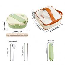 800 毫升便携式方形分隔午餐盒带餐具，3/4 格密封防漏 304 不锈钢便当盒，可爱卡通大容量午餐盒，带盖餐盘，可微波炉加热和热水加热，适合学生和成人在学校、办公室、户外露营、野餐、旅行中使用 - 彩色 - 查看 23