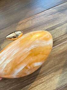 1 件黄色大理石形金属链条复古优雅晚装包，百搭女士手拿包 - 黃色 - 查看 4