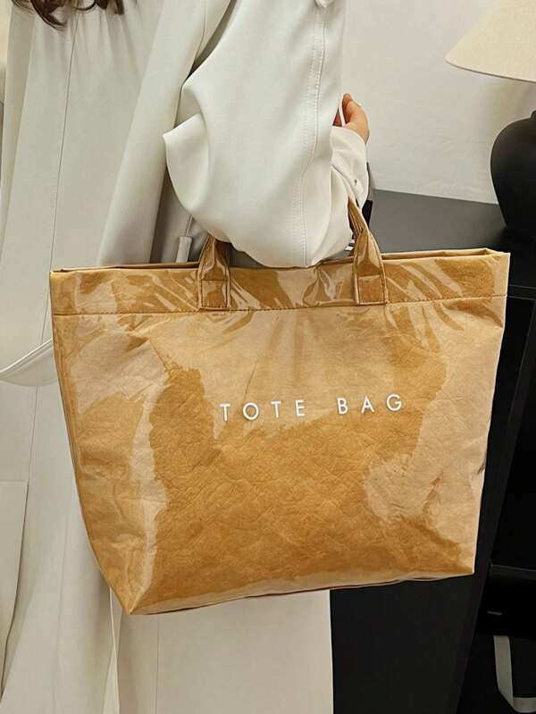 Bolso grande de capacidad, transparente y de estilo de moda de PVC a prueba de agua. Bolso de tela estilo neutro coreano. Bolso de tela tipo despeinado de moda retro y casual tipo hipster. Bolso adecuado para estudiantes de escuela secundaria y universidad, bolso de gimnasio/yoga/viaje o bolso de mamá. Bolso de mano de alta calidad con textura arrugada y estampado minimalista inspirado en celebridades, de múltiples capas.