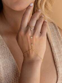 Fashion Minimalist Rhinestone Pearl Finger Chain Chic Hypoallergenic Design Daily Office Party Stackable Accessories Fashionable Elegant All-Season Finger Chain Daily Wear Finger Chain Simple Stylish Party Finger Chain Minimalist Versatile Gift Finger Chain Minimalist Office Accessories Light Luxury Elegant All-Season Finger Chain - 金色 - 查看 9
