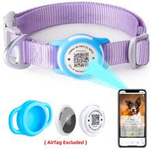 ThinkPet 1 pieza Collar inteligente de identificación para perros con etiqueta de identificación de mascota y función de recuperación - esencial para recuperar artículos perdidos, escanea el código QR del producto para hacer una llamada telefónica al propietario; Accesorios para perros, suministros para cachorros, collar para perros con funda protectora para AirTag
