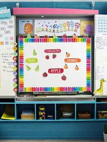 2pcs-59 Feet Pencil Crayon Bulletin Board Border Roll, Approx. 7.5cm Wide For Classroom Decorative Reusable Vibrant Rainbow Border For Chalkboards, Whiteboards, Doors For Teachers, School Supplies, Back To School Decorations. - Multicolor - View 5