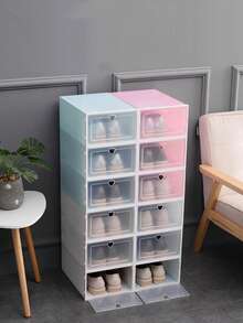 12pcs Stackable Storage Shoe Boxes, For Sneakers, High Heels, Dress Shoes, Casual Shoes, With Transparent Door To Display Shoes