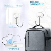 Ganchos adhesivos grandes para colgar, ganchos de pared resistentes, ganchos autoadhesivos para toallas, abrigos, ganchos impermeables y transparentes para baño, ducha, cocina, llaves, puerta - Marrón - Ver 6