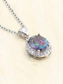1 Pc Romantic Cubic Zirconia Necklace Pendant For Women For Valentine's Day Gift Engagement Anniversary Party Jewelry