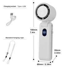 1pc Outdoor Portable High-Speed Handheld Fan With 3600mAh Battery, 100-Speed Adjustable, USB Rechargeable, Quiet And Fast Cooling, With Lanyard For Summer Travel/Camping