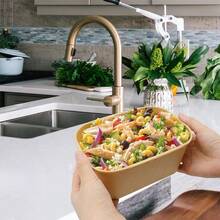 750毫升/25盎司一次性带盖牛皮纸碗，长方形食品容器汤碗派对用品零食碗 10/25/50个