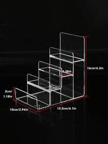 3/4 层亚克力透明黑色展示架，适用于化妆品、眼镜、游戏设备、书籍，适用于办公室、商场、家庭、学校用品、返校必备