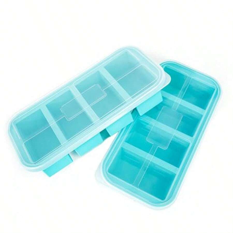 ACZSoup Cubes Large Silicone Ice Cube Trays For Freezer With Lid Easy Meal Prep Container And Kitchen Storage Solution 1 Cup Silicone Molds For Food Soup Smoothie Storage And More 2Pack2216 - Màu ngọc lam - Xem 1