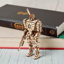 1pc Highly Difficult 3D Wooden Robot Puzzle Model Kit, Craft Assembly Set, Birthday, Family, Friend, Thanksgiving, Christmas Gift, Adult Fun, 210 Pieces, 3-Star Difficulty Level, Use With Glue For Best Results, Home Decor