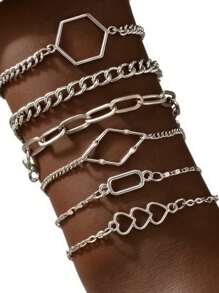 6 peças de pulseiras de aço inoxidável à prova d'água, novidades da moda