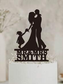 Personalized Wedding Family Cake Topper Customed Mr & Mrs Couple Family Silhouette Anniversary Topper - Multicolor - View 32