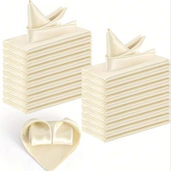 Set de 12/24 servilletas cuadradas de satén de poliéster lavables y de lujo de 17*17 pulgadas/43*43 cm, adecuadas para bodas, cumpleaños, fiestas, acción de gracias, año nuevo, baby shower, inauguración de la casa, fondo para fotografía, uso diario en el hogar y la cocina