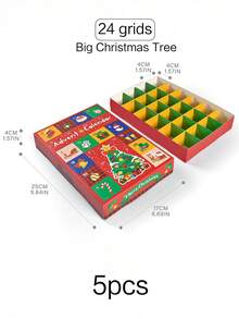 5pcs 24-Day Christmas Countdown Calendar Advent Gift Box, Creative 12 & 24 Grid Design For Christmas Atmosphere, 24-Day Surprise Unboxing Experience, Christmas Eve Countdown Calendar Gift Box, Suitable For Christmas Party And Gift Giving - Christmas Blind Box Gift Box - View 15