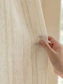 1 件日式亚麻色竖条纹窗帘，复古美式风格门口隔断帘