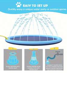 加厚耐用宠物喷水垫，快速为狗狗洗澡，清凉夏日乐趣，便携，防漏，清凉沐浴，完美的宠物户外玩具，猫咪和小动物户外沐浴，大型宠物狗泳池折叠式清洁沐浴池，狗狗户外游泳垫，宠物降温喷水垫