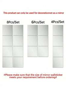10pcs Of Square Mirror Wall Stickers, 2mm Thick Acrylic Material 3D Mirror Wall Tiles, Suitable For Living Room, Bedroom, Kitchen, Bathroom.