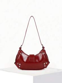 Retro Bag 1PC Y2K Gothic Fashionable Type Rivet Decoration Vintage Block Decoration Women's Shoulder Bags And Shoulder Botes Are Adjusted For Daily Travel, Niche Design, Steampunk, Goth,Bag For Women, Cool Girls Street Wear,Peferct For Music Festival, Concert, Rock Style Bag For Women