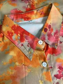 Camisa de mujer de moda nueva con manga larga, abotonadura sencilla y estampado