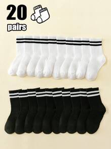 20 pares de calcetines cortos para niños, calcetines de malla, calcetines deportivos, calcetines escolares, versátiles y casuales, apropiados para niños y niñas de 1 a 3 años, de 3 a 8 años y de 8 a 14 años, para usar en primavera/verano